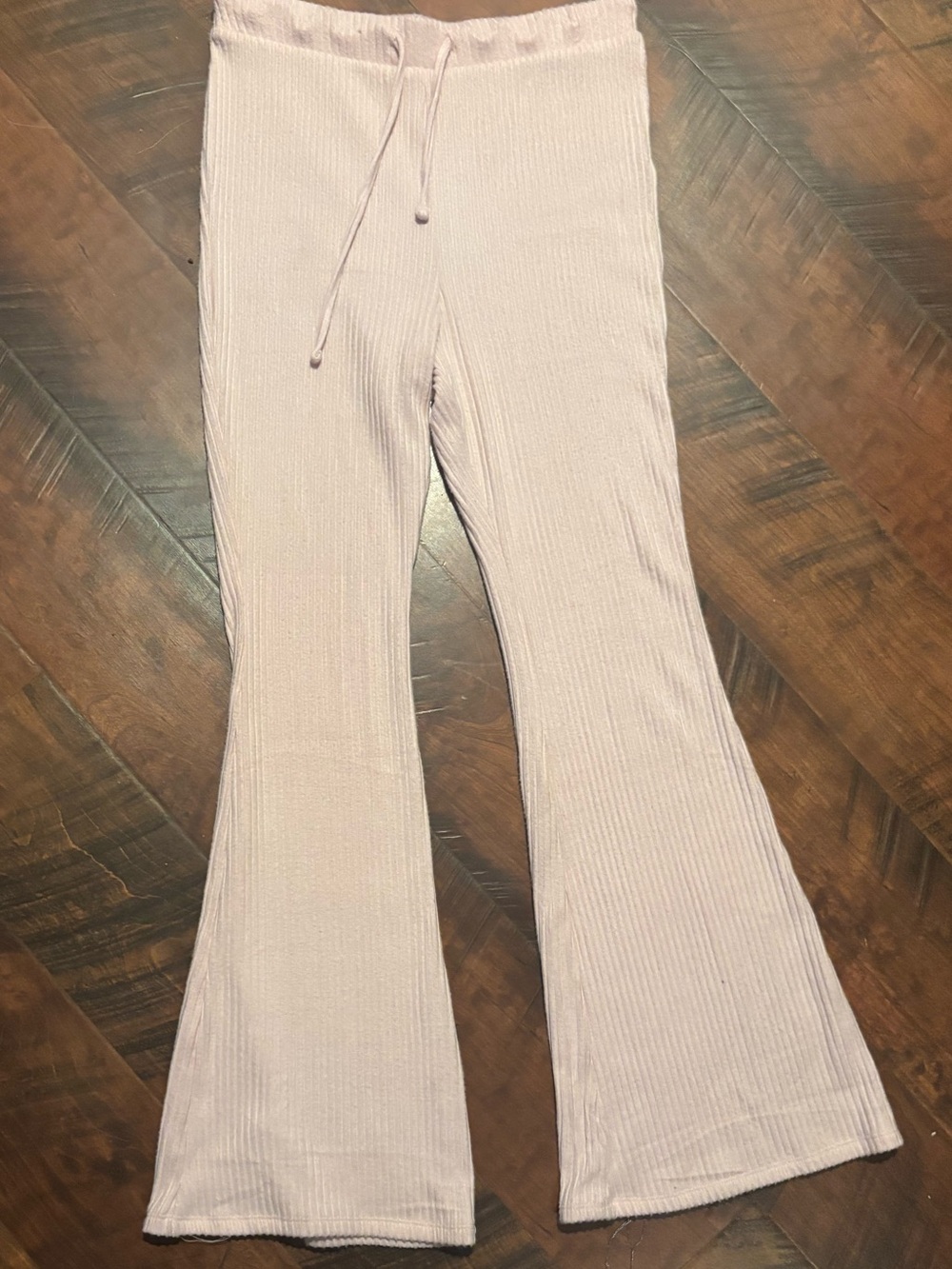 Derek Heart Kids Ribbed Flare Joggers in Light Pink